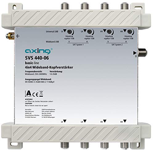 Axing SVS 440-06 Kopfverstärker für 2 Wideband-LNBs 20 dB 4in4 250-2400 MHz