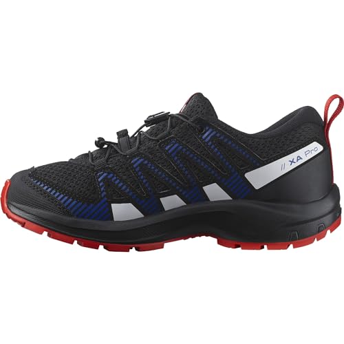 Salomon XA PRO V8 Hiking Shoe, Black/Lapis Blue/Fiery Red, 40 EU