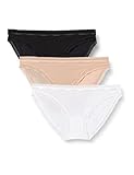 Calvin Klein Damen 3er Pack Slips Bikini Form mit Stretch, Mehrfarbig (Black/White/Honey Almond), XL