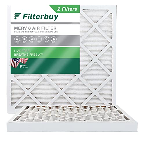 Filterbuy 24 x 24 x 2 Luftfilter MERV 8, plissierte HVAC AC Ofenfilter (2er-Pack, Silber)