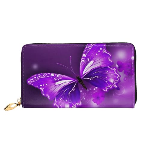 YoupO Lila Schmetterling Geldbörse für Frauen Leder Geldbörse mit Reißverschluss Münztaschen Mode Handtasche Tasche, Schwarz , Einheitsgröße