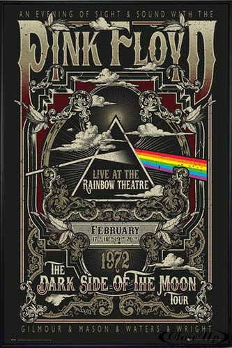Close Up Pink Floyd Poster Live at The Rainbow Theatre, London (93x62 cm) gerahmt in: Rahmen schwarz