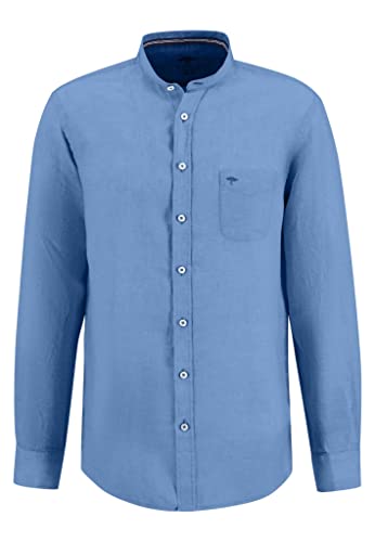 FYNCH-HATTON Herren Langarmhemd - aus softem Premium Leinen mit Stehkragen, Light Sky, 3XL