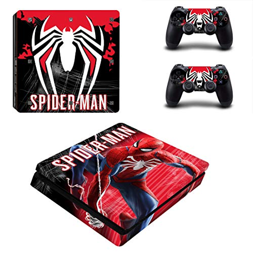 Decal Moments PS4 Slim Konsolen-Aufkleber für Playstation 4 Slim Konsole Dualshock 2 Controller Spiderman (nur PS4 Slim)