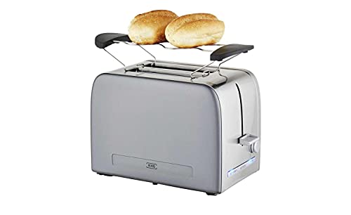 KHG Toaster 2 Scheiben Grau Brötchenaufsatz Kunststoff 31,7cm B x 18,8cm H