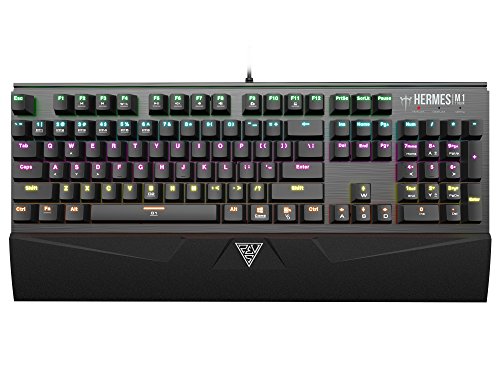 GAMDIAS 7 Color Mechanical Gaming Keyboard mit 21-Schlüssel Rollover, 2 Makro Keys und Schnelle-Anfügung Handgelenk Rest (HERMES M1)