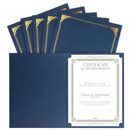 Osmond 25 Stk. Urkundenhalter, Diplomhalter Urkundenabdeckungen mit Goldfarbenem Folienrand in Blau für das Format 8,5x11