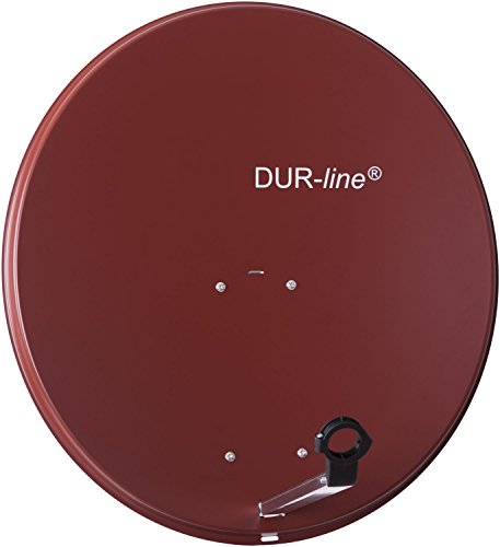 DUR-line MDA 80cm Rot - Aluminium Satellitenschüssel mit LNB Feedhalterung - Sat Antenne Spiegel Anlage [Digital, Camping, Astra 19,2°, DVB-S/S2, Full HD, 4K, 3D]