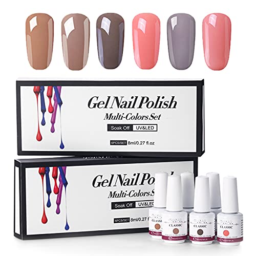 Gel nagellack set 6 Farben nail art set feines Glitzergel schnelltrocknendes Nagelset für Nail Art Salon Design 8ml (7)