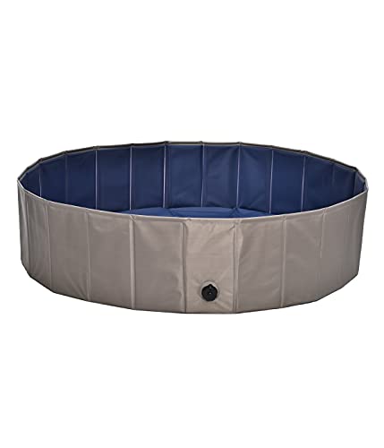 Dehner 6755532 Lieblinge Hundepool Water Fun120 cm, Höhe 30 cm, Kunststoff, grau/blau