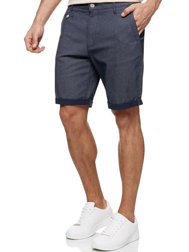 Indicode Herren Cuba Chino Shorts mit 5 Taschen inkl. Gürtel aus 100% Baumwolle | Kurze Hose Regular Fit Bermudas Sommerhose Herrenshorts Short Men Pants Chinohose für Männer Indigo Blue XL