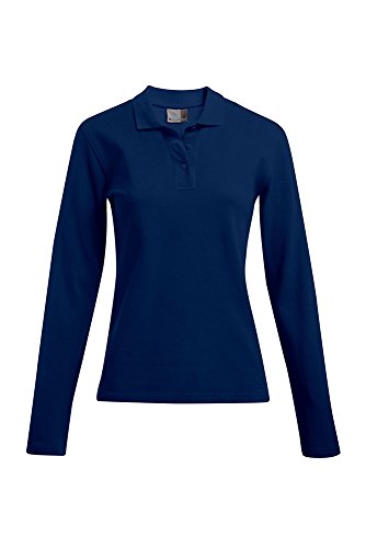 Langarm Poloshirt Plus Size Damen, XXL, Marineblau
