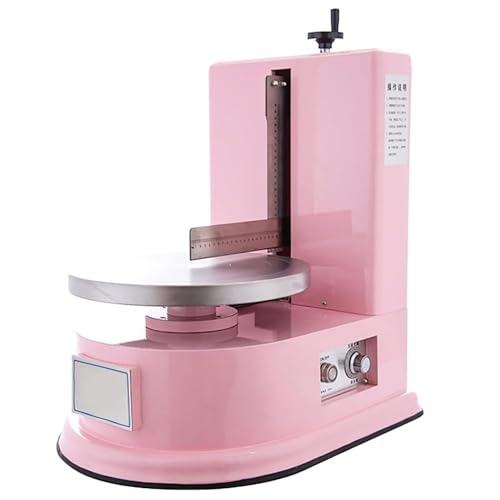 Qiang Kuchencreme-Verteilmaschine,Beschichtungsmaschine Kuchendekorationsmaschine,Kuchencreme-Glätter,Verstellbarer Schaber 36cm Drehteller,für 10,2–30,5cm große Kuchen,Pink