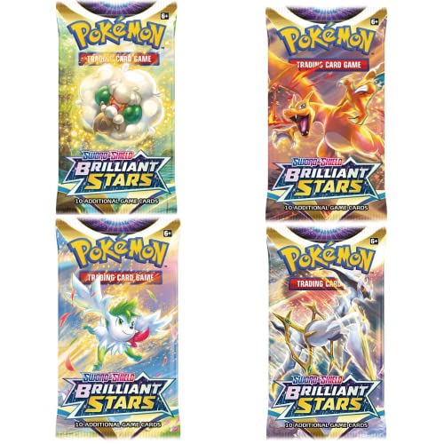 Pokemon Karten Schwert und Schild – 4X Brilliant Stars Pokemon Booster Pack – Pokemon Sammelkarten – Englische Karten