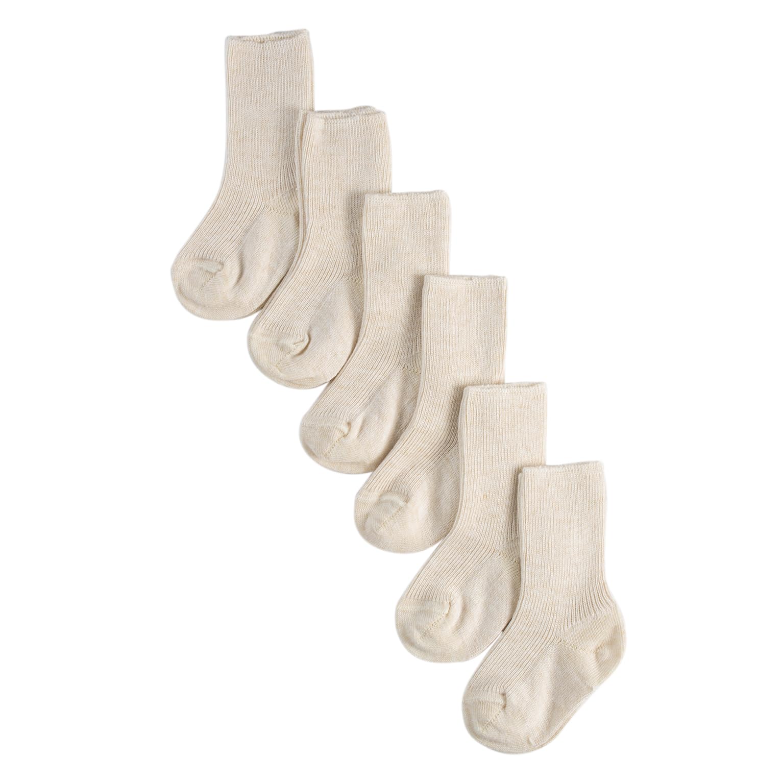 CALZITALY PACK 2-4-6 Paare Sock für Baby, Socken für Kind, Baby Socken aus Baumwolle, Made in Italy (DE/NL/SE/PL, Alter, 6 Monate, 12 Monate, 6 Paare: Melange Beige)