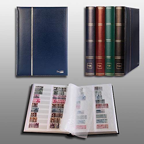 Prophila Leuchtturm 60 weiße Geteilte Seiten Briefmarkenalbum Einsteckbuch wattierter Blauer Einband