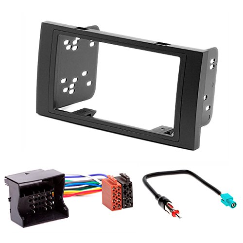 CARAV 11-046-23-7 Radioblende Car 2-DIN in Dash Installation kit Set für Focus II, C-Max; S-Max, Fusion, Transit ; Fiesta, Galaxy; Kuga + ISO and Antenna Adapter Cable