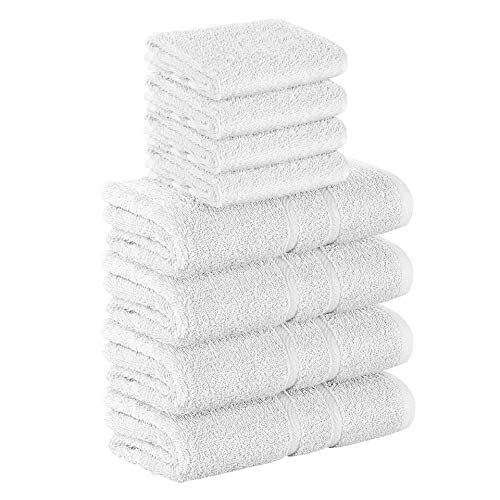 StickandShine 8 TLG. (4X Gästehandtuch / 4X Handtuch) in weiß/Premium Frottee Set aus 100% Baumwolle mit 500g/m² 8er Pack