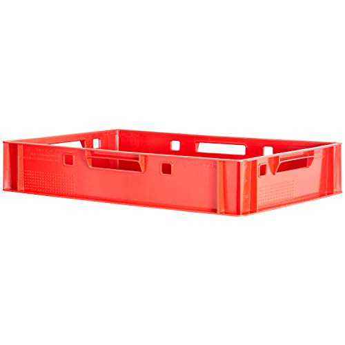 Kingpower 1 Stück E1 Fleischkiste Rot Kiste Eurobox Lebensmittelecht Metzgerkiste Box Aufbewahrungsbox Kunststoff Wanne Plastik Stapelbar Lagerkiste 60 x 40
