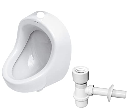 VBChome- Set: Urinal Zulauf Oben Weiß Modern Hochwertig Keramik Pinkelbecken senkrecht Pissoir Präsident + Siphon Flaschensiphon A50132