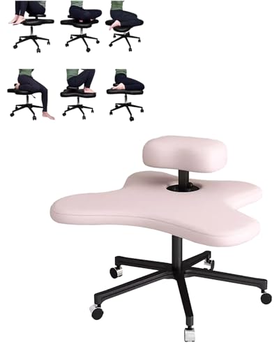ENHEN Kniestuhl Ergonomischer Amtstuhl Knien Gekniet, Beinig, Meditationsstuhl für Einstellbare Höhenmeditation mit Rädern, Büro-/ Heim -Kriss -Schreibtischstuhl zum Sitzen (Color : Pink)