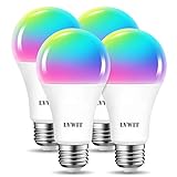 LVWIT E27 Wlan LED Lampe RGB, 12W ersetzt 100W, 1521lm, WiFi Smart Birne A70, kompatibel mit Alexa, Echo and Google Assistant, dimmbar via Tuya App (4er Pack)
