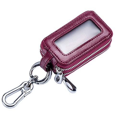 Rolin Roly Schlüsseletui Leder Autoschlüssel etui Leder Schlüsselhalter Doppelschicht Leather Key Case 9.5 x 3.5 x 5cm (Purple)