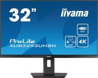 Iiyama Prolite XUB3293UHSN-B5 80cm 31,5" IPS LED Monitor 4K UHD HDMI DP USB3.0 USB-C 65W LAN KVM-Switch Slim-Line Höhenverstellung schwarz
