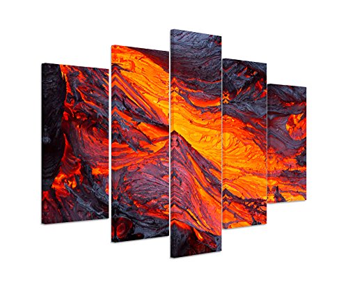 Bild Bilder 5 teilig gesamt 150x100cm traumhaftes Natur Bild – Flüssige Lava des Tolbachik Vulkans