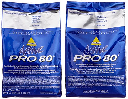 Inkospor Active Proteinshake Pro 80 Beutel 2er Mix Pack (2 x 500 g) Schoko/Haselnuss, 1er Pack (1 x 1 kg)