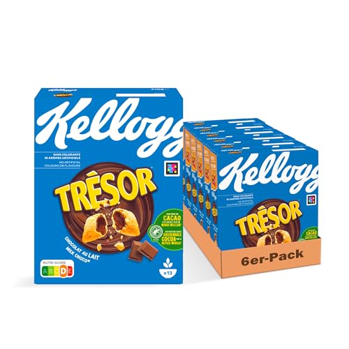 Kellogg's Tresor Milk Choco (6 x 410 g) – knusprige Frühstückscerealien mit schmelzender Creme-Füllung mit Milchschokolade – Tresor. Crazy Tasty.
