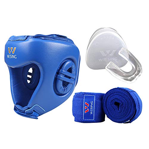 Wesing Box-Kopfbedeckung mit Handbandagen Mundschutz AIBA Kopfschutz Sets