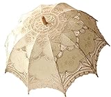 Jellbaby weiß Hochzeit Spitze Sonnenschirm Regenschirm Victorian Lady Kostüm Zubehör Braut Partei Dekoration beige Einheitsgröße