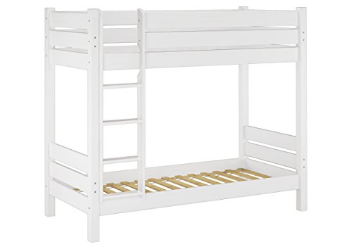 Erst-Holz® Etagenbett für Erwachsene weiß 100x200 cm, Nische 100 cm, mit 2 Rollroste 60.16-10W