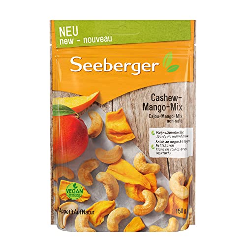 Seeberger Cashew-Mango-Mix/knackig-fruchtige Mischung aus Cashewkernen und Mangostücken, glutenfrei, vegan (12x150g)