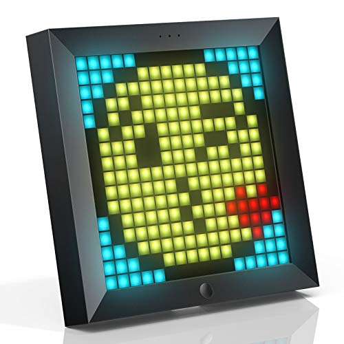 Divoom Pixoo Pixel-Art Digitaler Rahmen mit 16 x 16 programmierbarer LED-Anzeige, täglicher Benachrichtigung, smarte Weckfunktion und Umgebungsbeleuchtung (Schwarz)