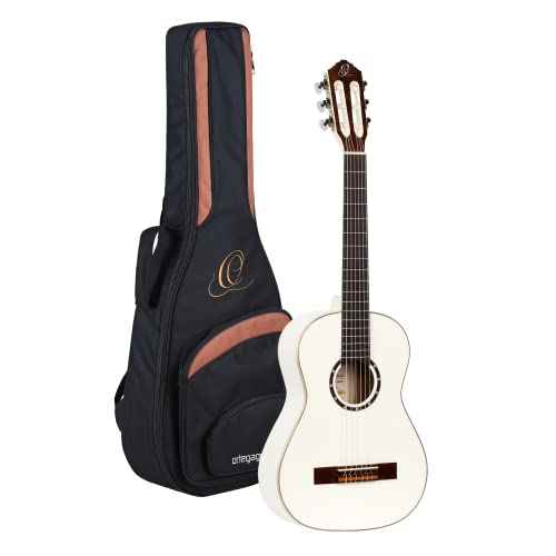 Ortega Guitars R121-1/2WH Konzertgitarre in 1/2 Größe weiß im hochglänzenden Finish mit hochwertigem Gigbag