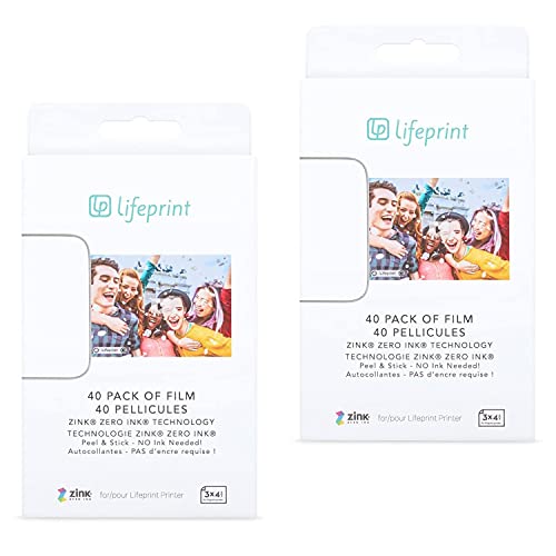 Lifeprint Premium Zink Instant Print Fotopapier, 80 Stück, kompatibel mit Lifeprint 3x4 Druckern