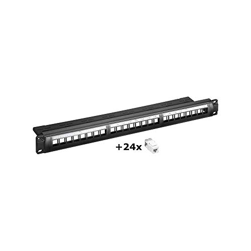 Goobay 95336 24 Port Netzwerk-Patchpanel CAT 6 1 HE