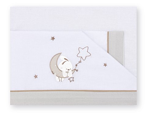 pirulos 00113110 – Bettwäsche, Design Mond, 50 x 80 cm, weiß und Leinen