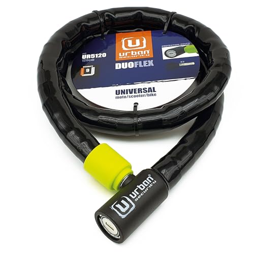 urban UR5120 Sicherheitskette Gelenk-Diebstahlschutzkette Duoflex Stahl, Universalfahrrad, Motorrad, Roller 120 cm, Schwarz Gelb