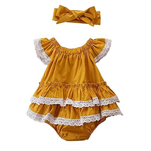 Felenny Baby Mädchen Outfits Neugeborenen Mädchen Kleidung Kleinkind Baby Girl Infant Hülse Kuchen Rock Strampler Stirnband für 3-24 Monate Mädchen