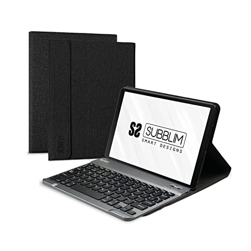 SUBBLIM Tablet-Schutzhülle für Samsung GT A8 10,5 Zoll X200/205, mit Bluetooth-Tastatur 5.2, spanische Tastatur, Magnetverschluss, Ladeanschluss, DREI Blickwinkel, Schwarz