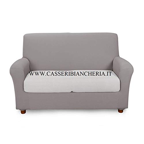 Caleffi Melange Elastischer Sofabezug, Baumwolle, grau, 3 Sitze