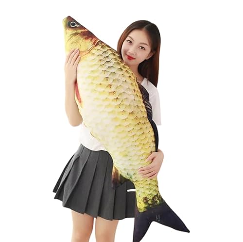 Weiches 3D-Kissen, Kreative 3D Karpfen Fischform Simulation Kissen Dekokissen für Kinder Geschenk Sofa Wohnkultur(60cm)