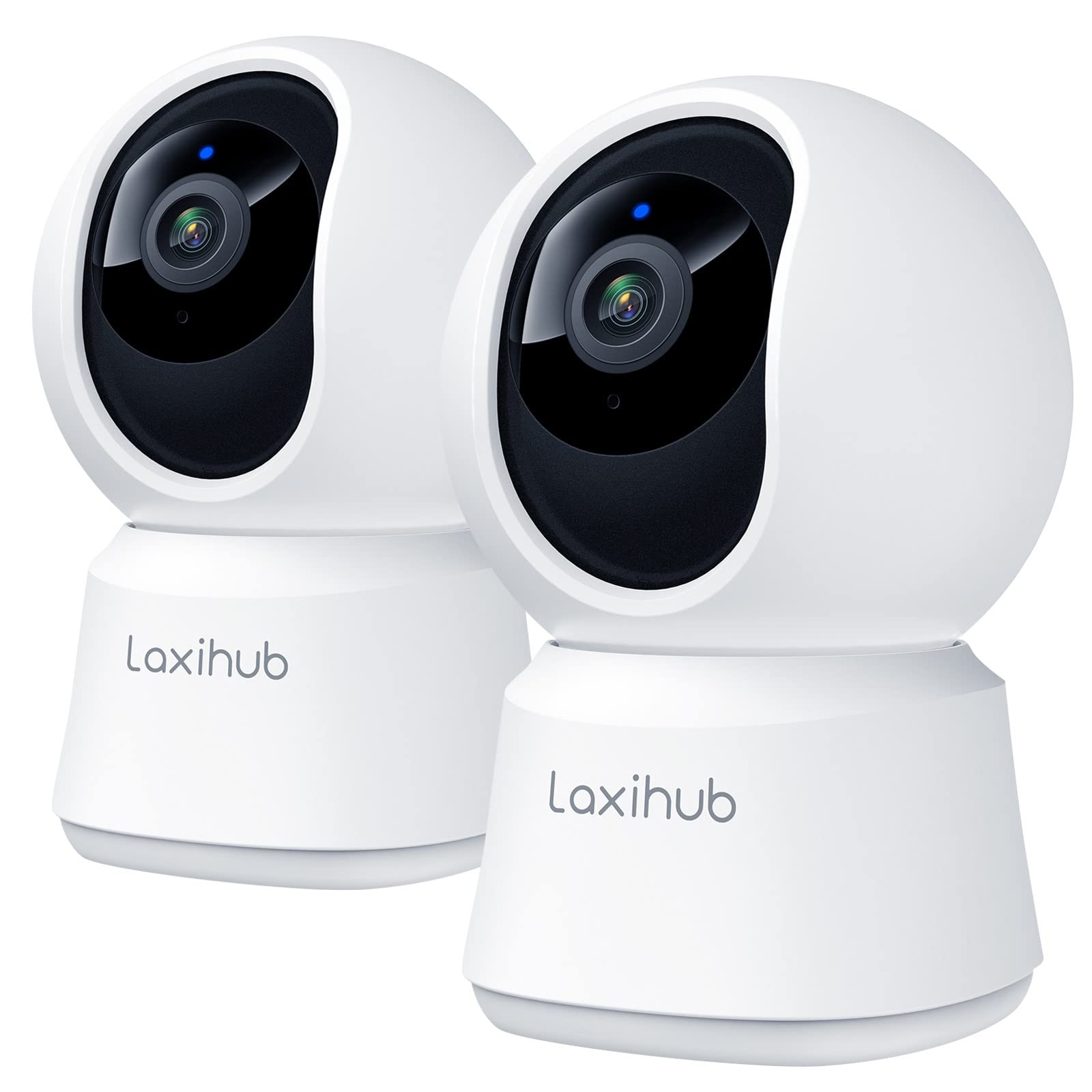 LAXIHUB 360°CAbdeckung Pan Tilt Home Security Cameras 2PC, 1080p Full HD Indoor-Kamera w/Nachtsicht & Zwei-Wege-Audio, Smart Baby Monitor Pet Kamera mit Telefon APP