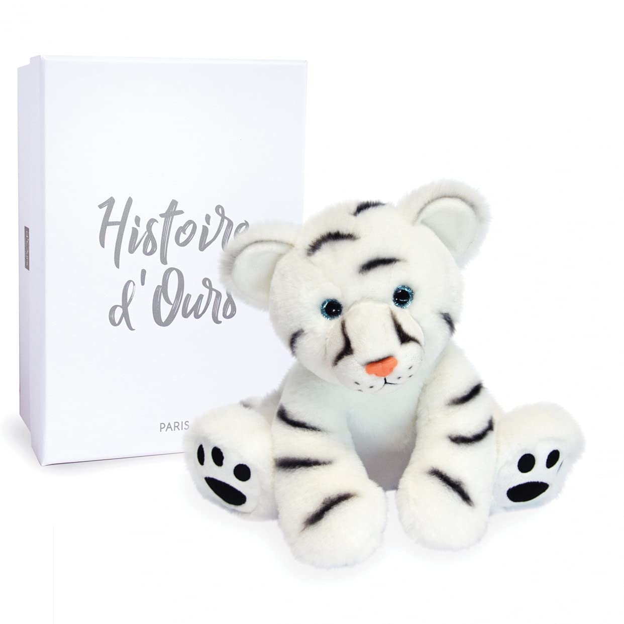 in Histoire d'OursPlüschtier für Babys, Tiger, 25 cm, Weiß