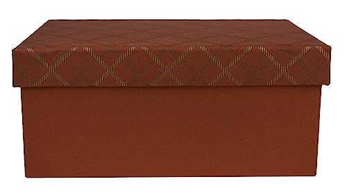 Emartbuy Handgefertigte Geschenkbox aus Baumwollpapier, kariert, rot, 31 x 21 x 15 cm (12,2 x 8,2 x 5,9 in)