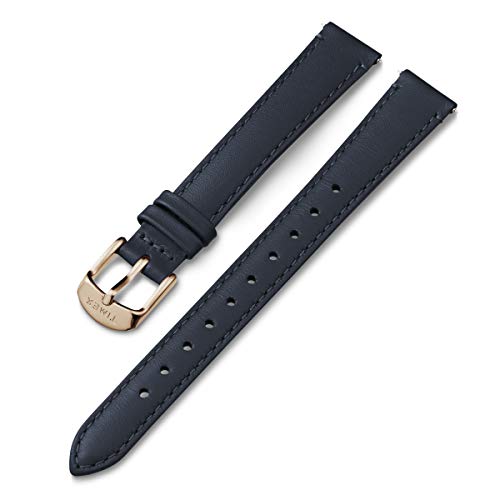 Timex 14mm Genuine Leather Strap – Blue with Rose Gold-Tone Buckle