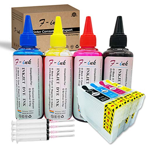 F-ink Ersatz-Tintenpatronen für 603 oder 603XL, nachfüllbar, 4 Stück
